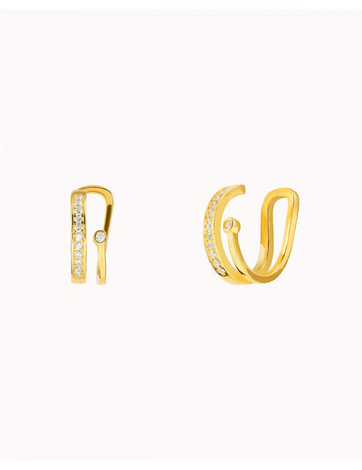 Pendientes conch ear cuff de doble banda con circonitas