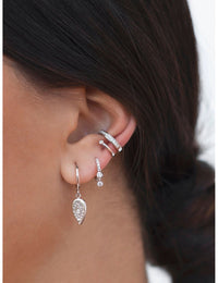 Pendientes conch ear cuff de doble banda con circonitas