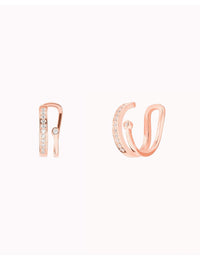 Pendientes conch ear cuff de doble banda con circonitas