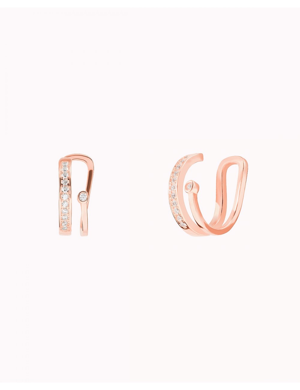 Pendientes conch ear cuff de doble banda con circonitas