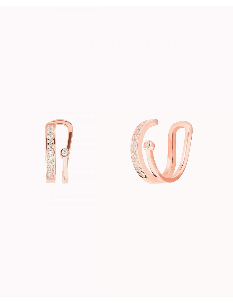 Pendientes conch ear cuff de doble banda con circonitas