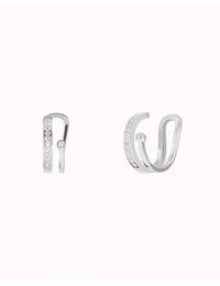 Pendientes conch ear cuff de doble banda con circonitas