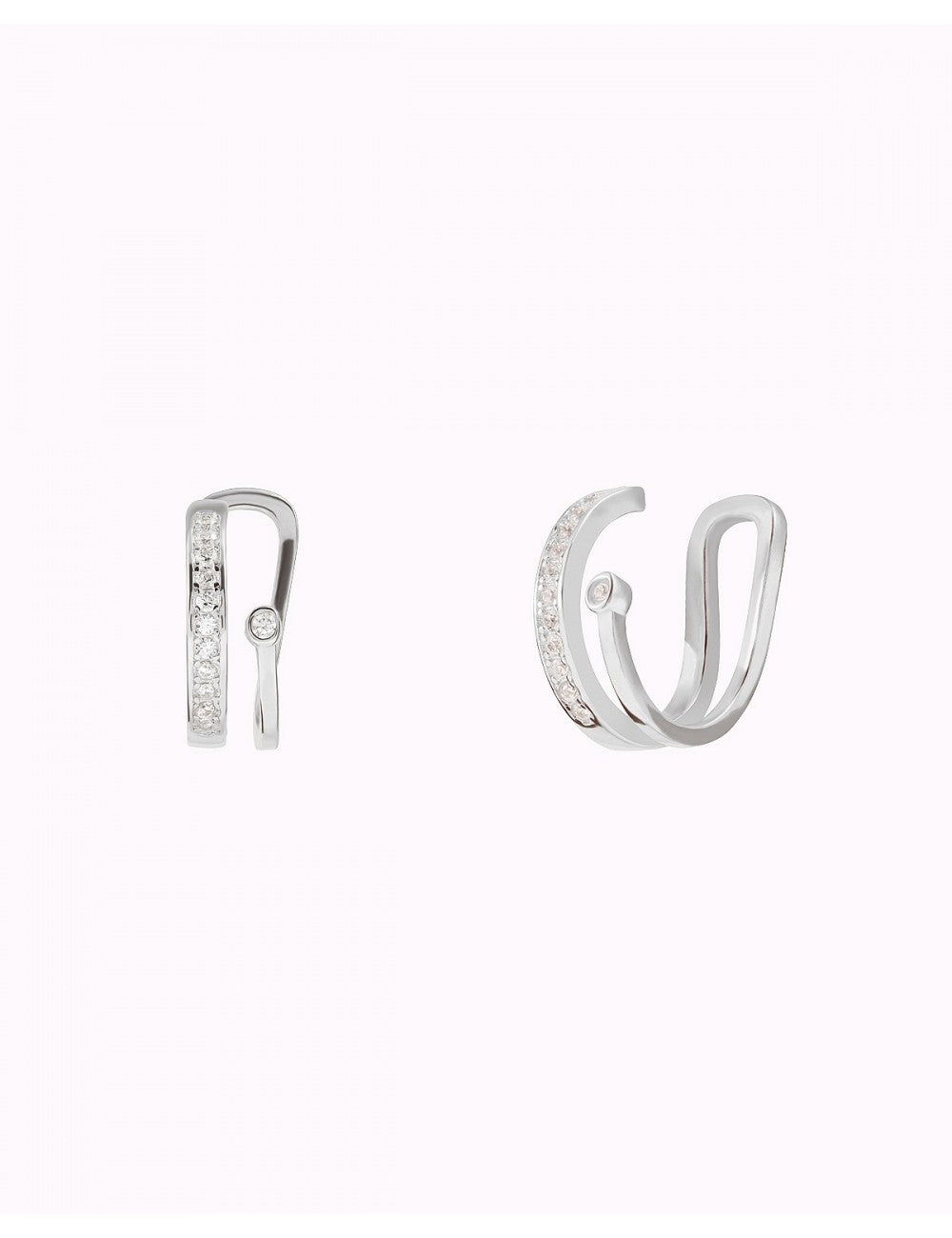 Pendientes conch ear cuff de doble banda con circonitas