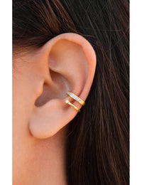 Pendientes conch ear cuff de doble banda con circonitas