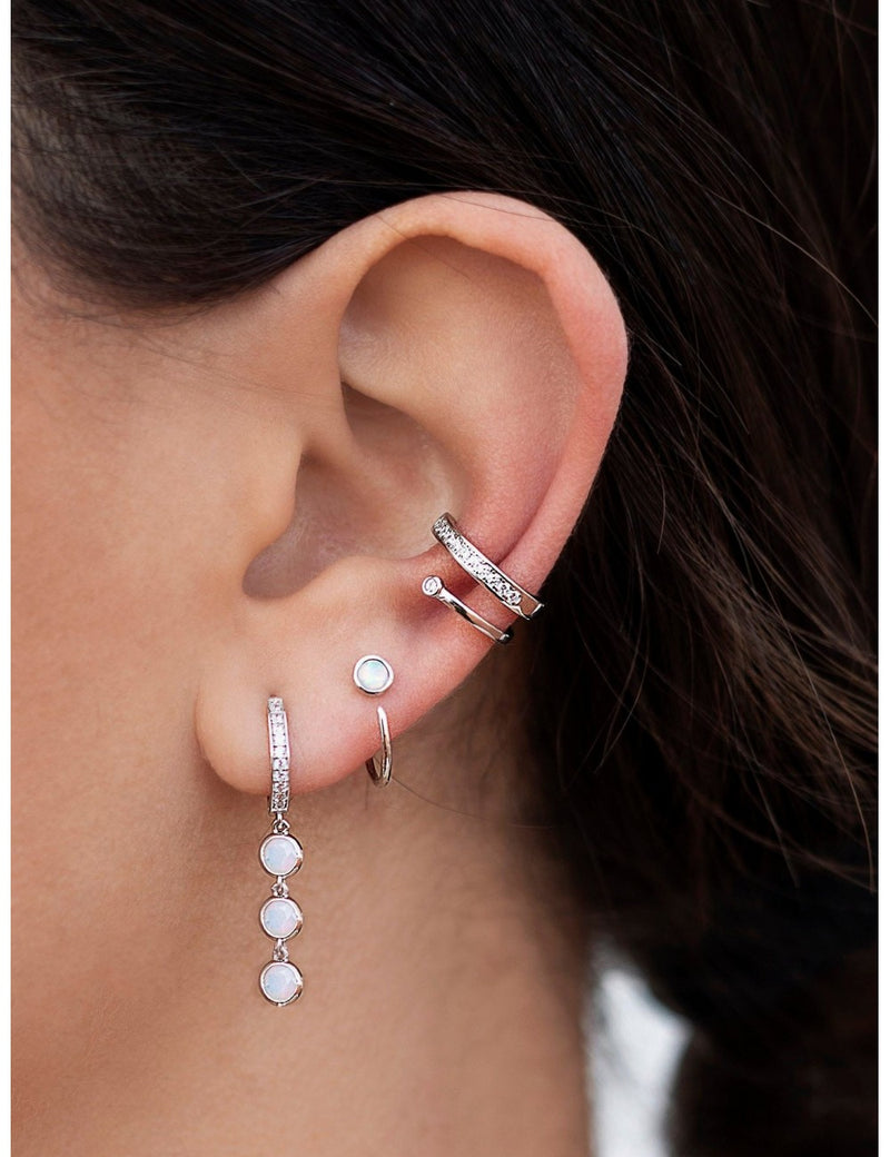 Pendientes conch ear cuff de doble banda con circonitas