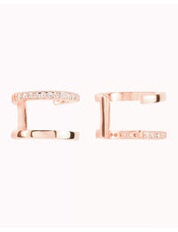 Boucles d'oreilles manchettes d'oreilles double bande avec zircons