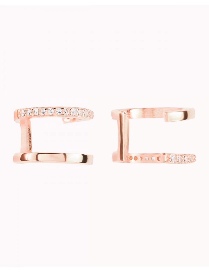 Boucles d'oreilles manchettes d'oreilles double bande avec zircons