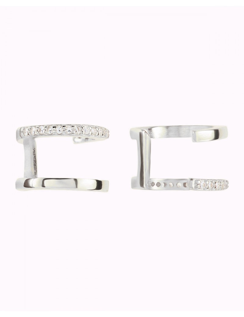 Boucles d'oreilles manchettes d'oreilles double bande avec zircons