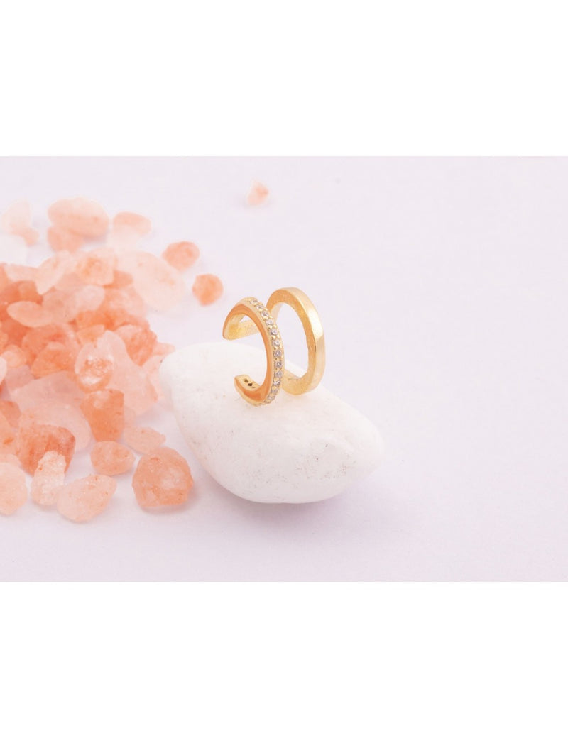 Boucles d'oreilles manchettes d'oreilles double bande avec zircons