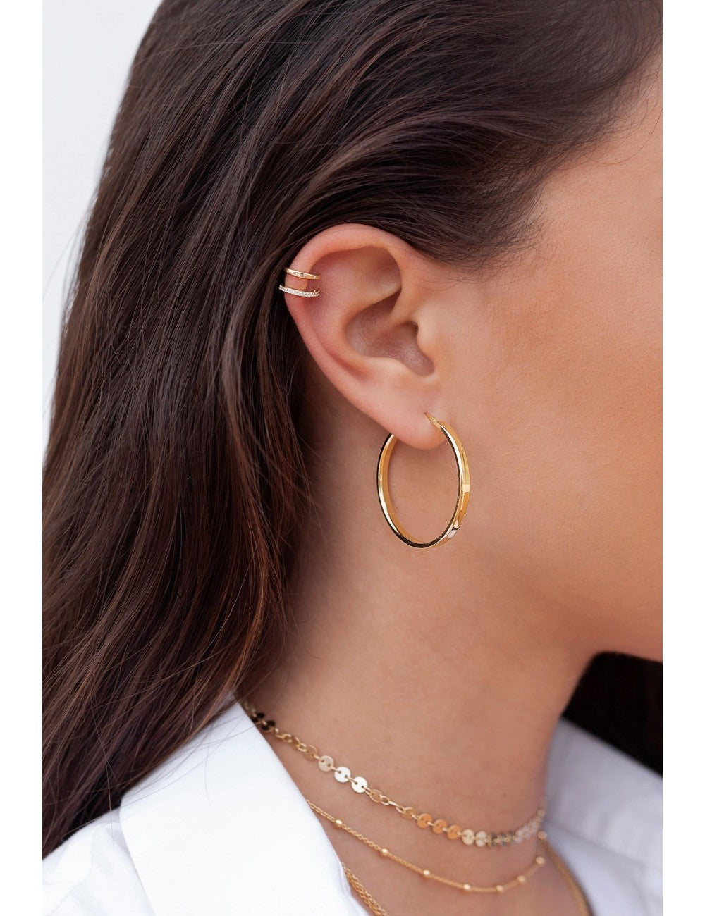 Boucles d'oreilles manchettes d'oreilles double bande avec zircons