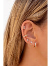Pendientes stud piercing doble de circonitas en talla baguette con cadena