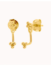 Pendientes ear jacket con bolitas en forma de trébol - 2 tamaños disponibles