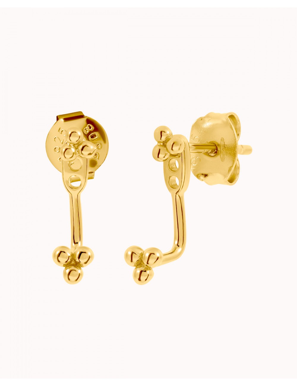Pendientes ear jacket con bolitas en forma de trébol - 2 tamaños disponibles