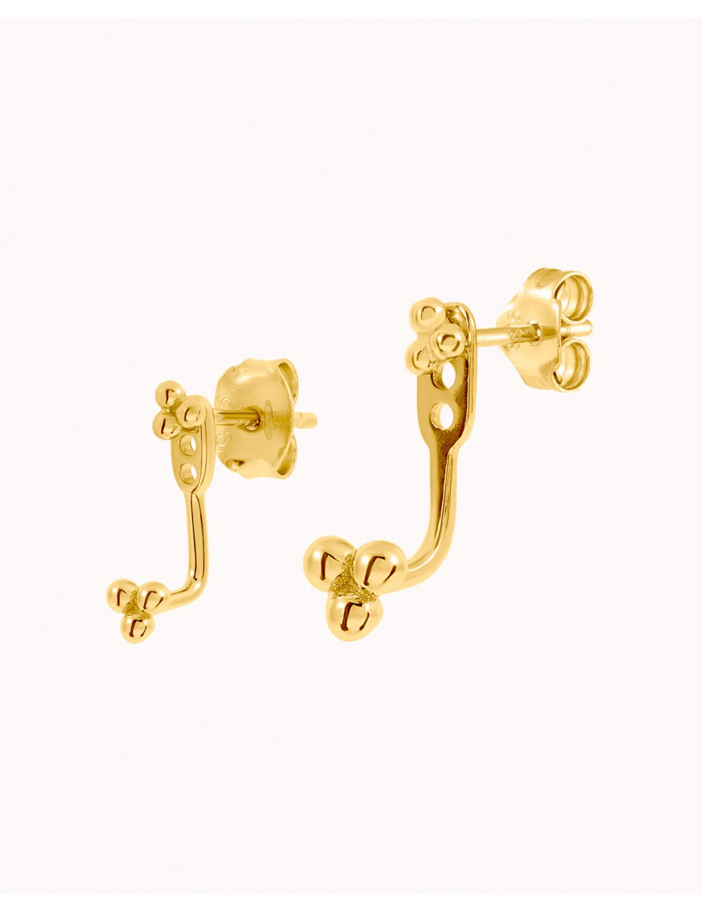 Pendientes ear jacket con bolitas en forma de trébol - 2 tamaños disponibles