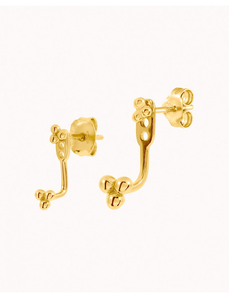Pendientes ear jacket con bolitas en forma de trébol - 2 tamaños disponibles