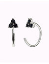Boucles d'oreilles créoles ouvertes avec zircons noirs en forme de fleur