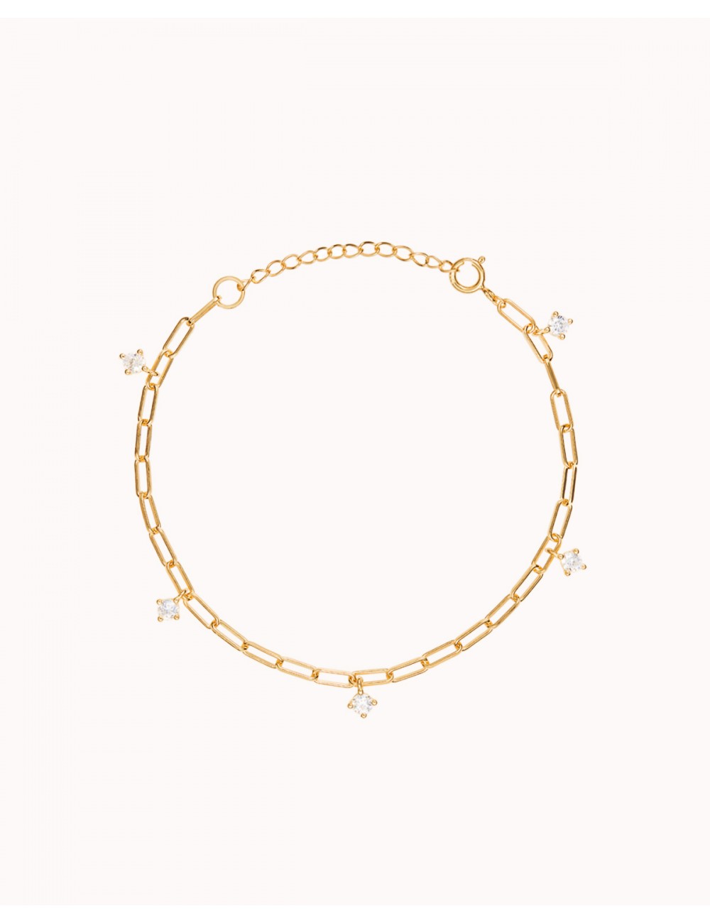 Pulsera de eslabón alargado con charms de circonitas