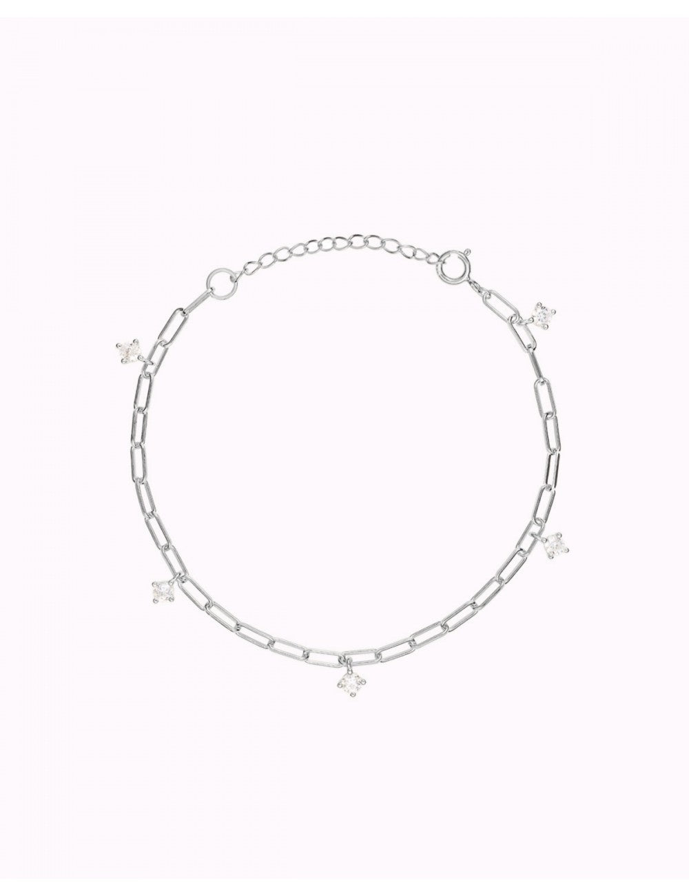 Pulsera de eslabón alargado con charms de circonitas