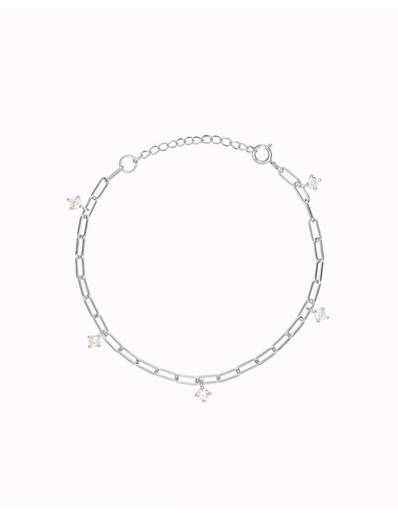 Pulsera de eslabón alargado con charms de circonitas
