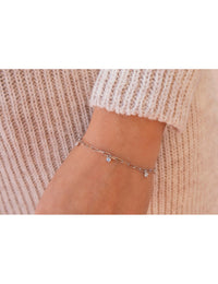 Pulsera de eslabón alargado con charms de circonitas