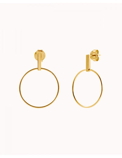 Pendientes stud largos de barra y aro plano frontal