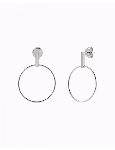 Pendientes stud largos de barra y aro plano frontal