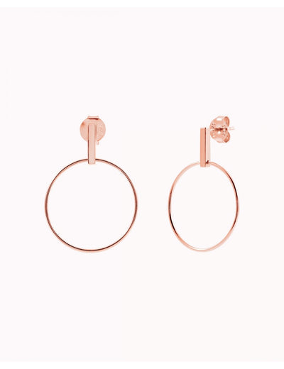 Pendientes stud largos de barra y aro plano frontal
