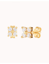 Pendientes stud pequeños en forma de flor con circonitas