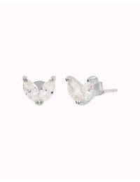 Pendientes stud en forma de flor con circonitas en talla marquesa