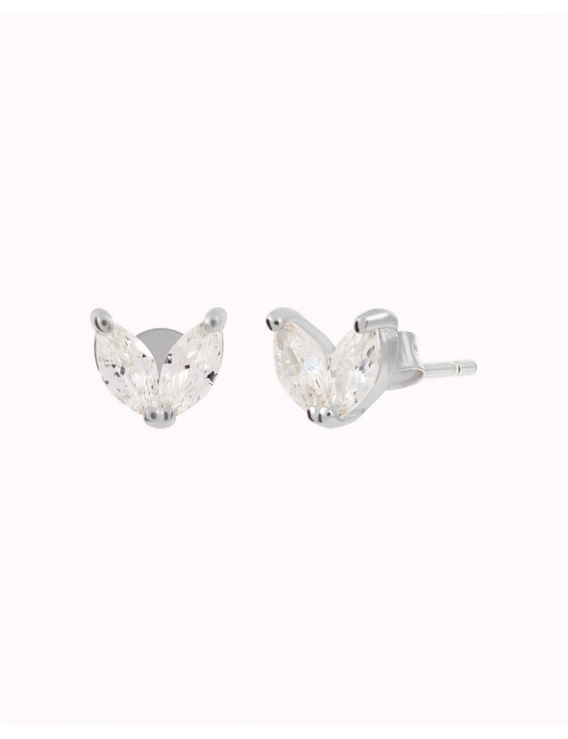 Pendientes stud en forma de flor con circonitas en talla marquesa