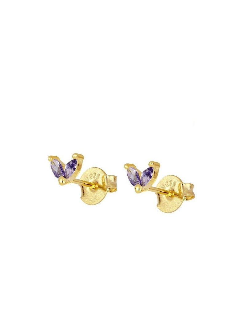 Pendientes stud en forma de flor con circonitas en talla marquesa