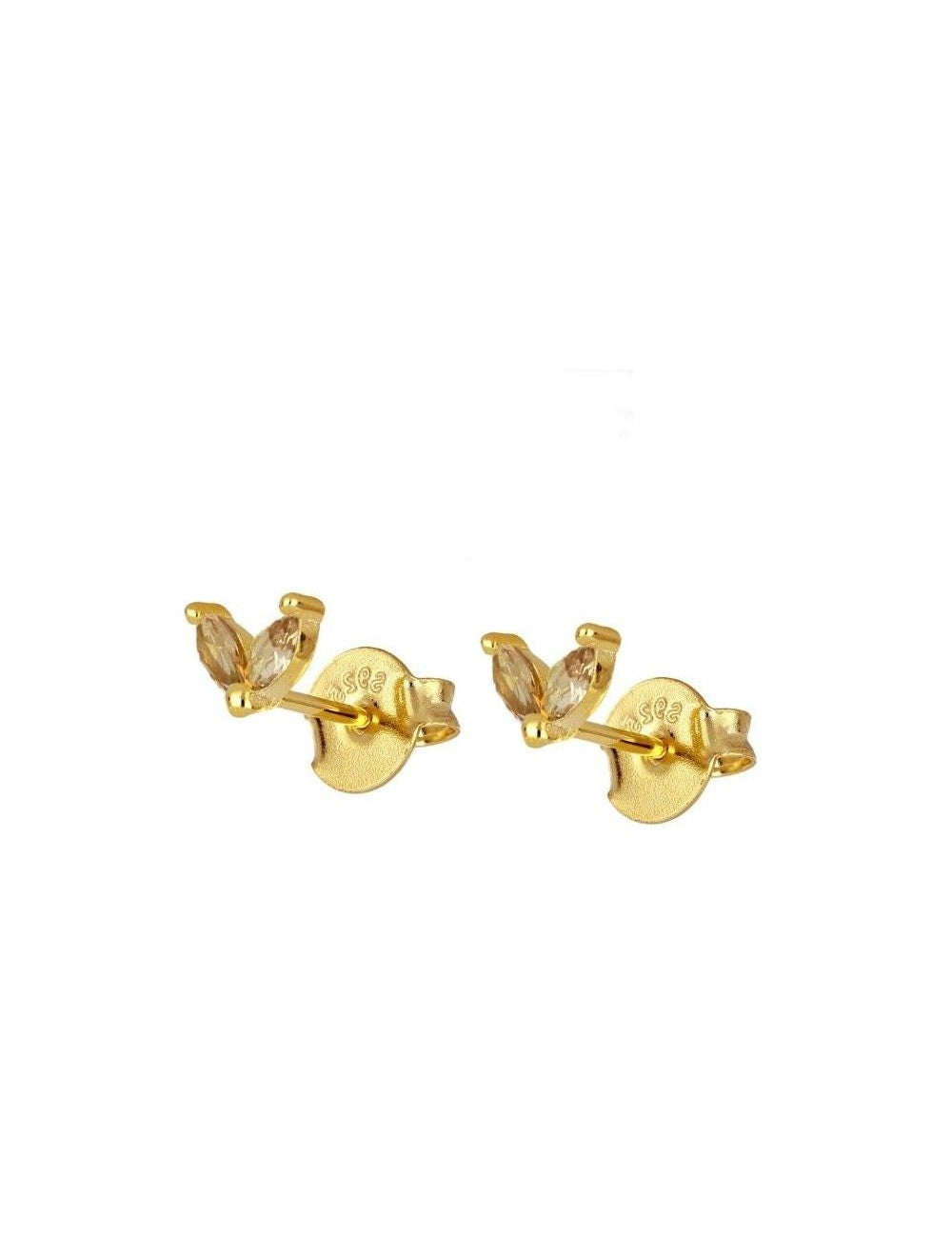 Pendientes stud en forma de flor con circonitas en talla marquesa