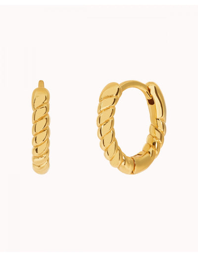 Cabled Rope Chain Huggie Hoop Earrings