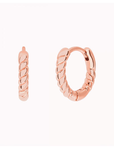 Cabled Rope Chain Huggie Hoop Earrings
