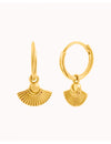 Fan Shaped Charm Huggie Hoop Earrings
