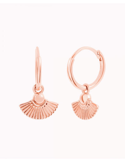 Fan Shaped Charm Huggie Hoop Earrings