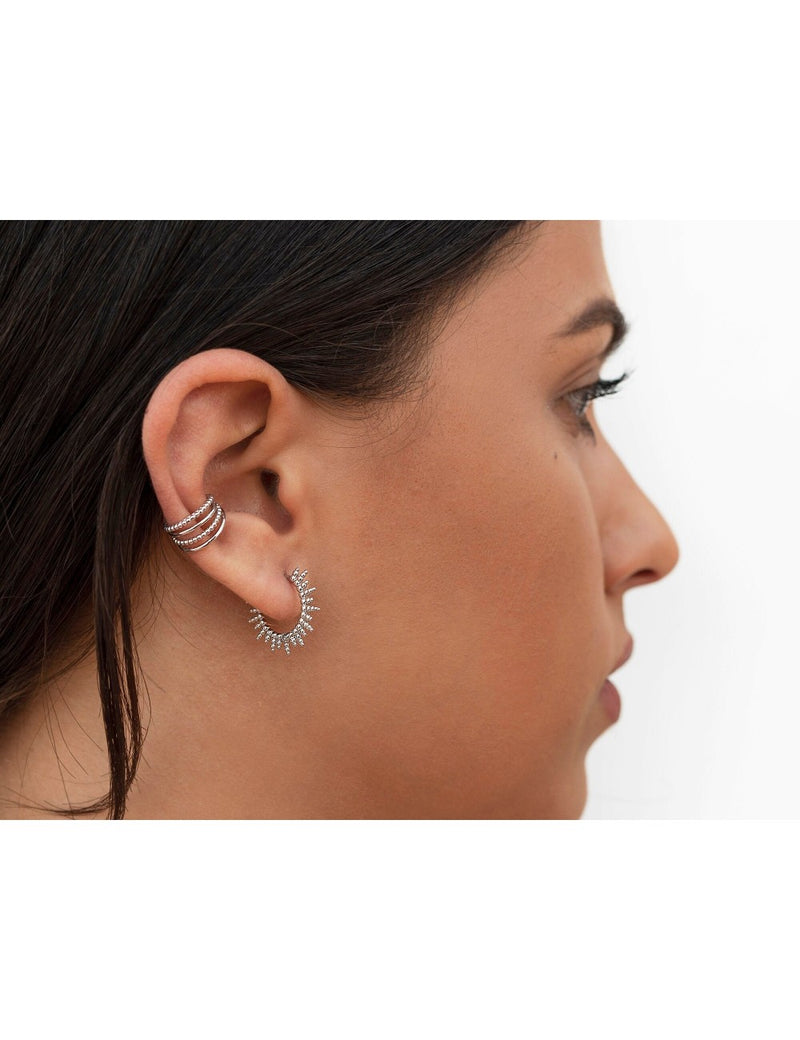 Pendientes de aro con pinchos irregulares de bolitas