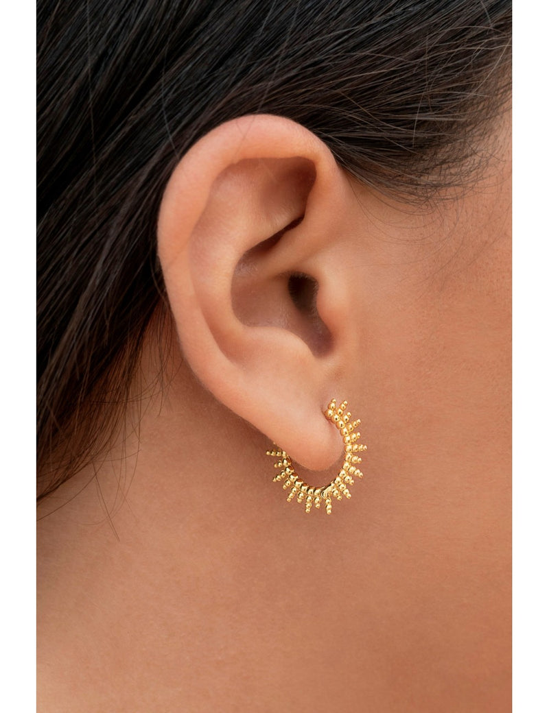 Pendientes de aro con pinchos irregulares de bolitas