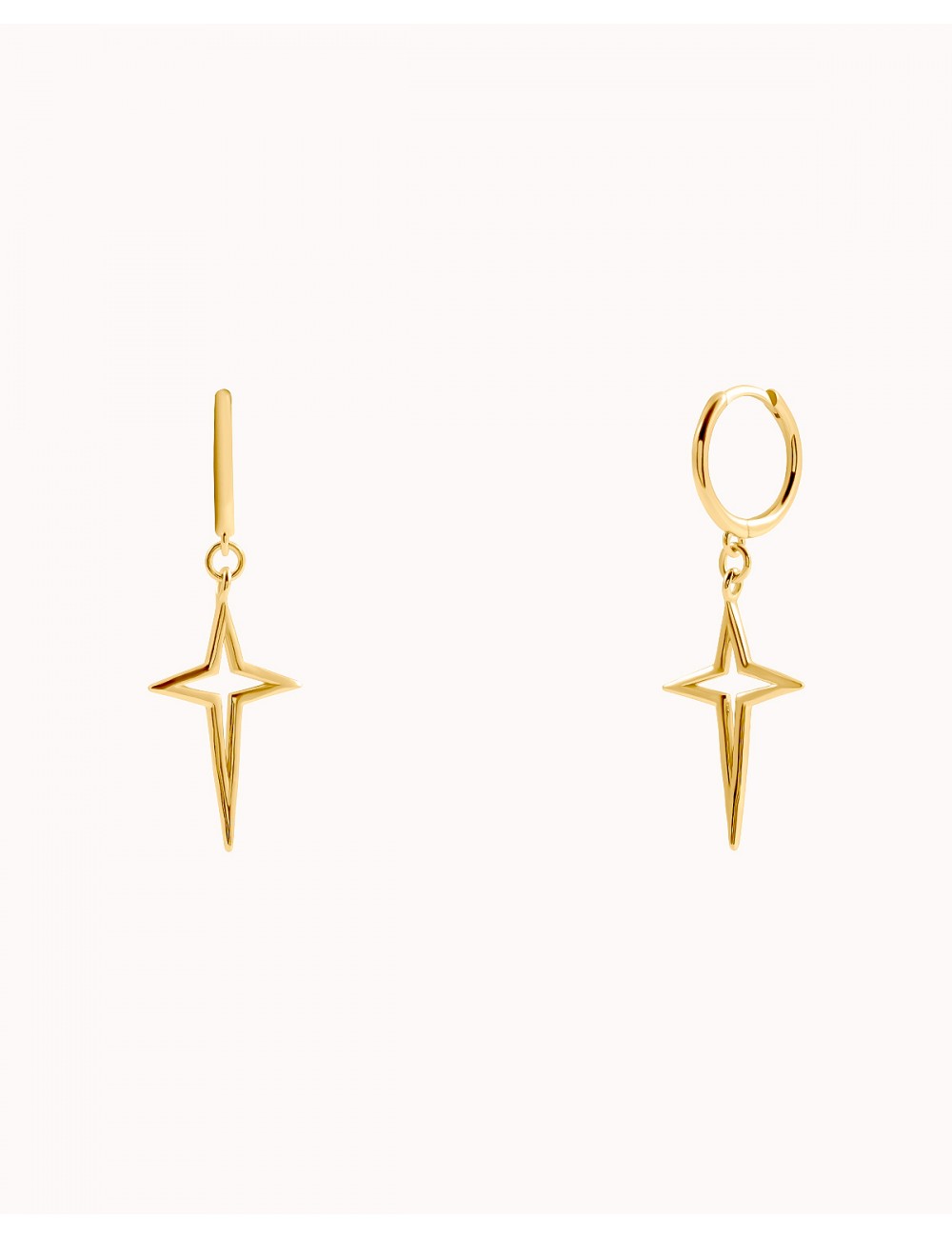 Pendientes de aro con estrella en forma de cruz