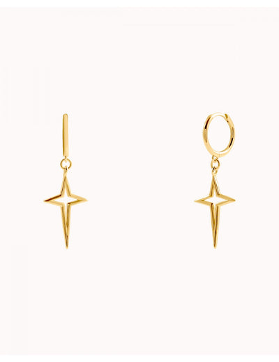 Cross Star Huggie Hoop Earrings
