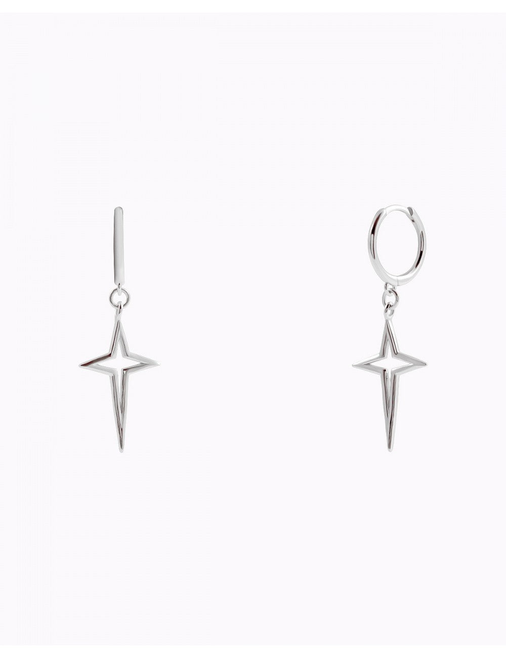 Pendientes de aro con estrella en forma de cruz