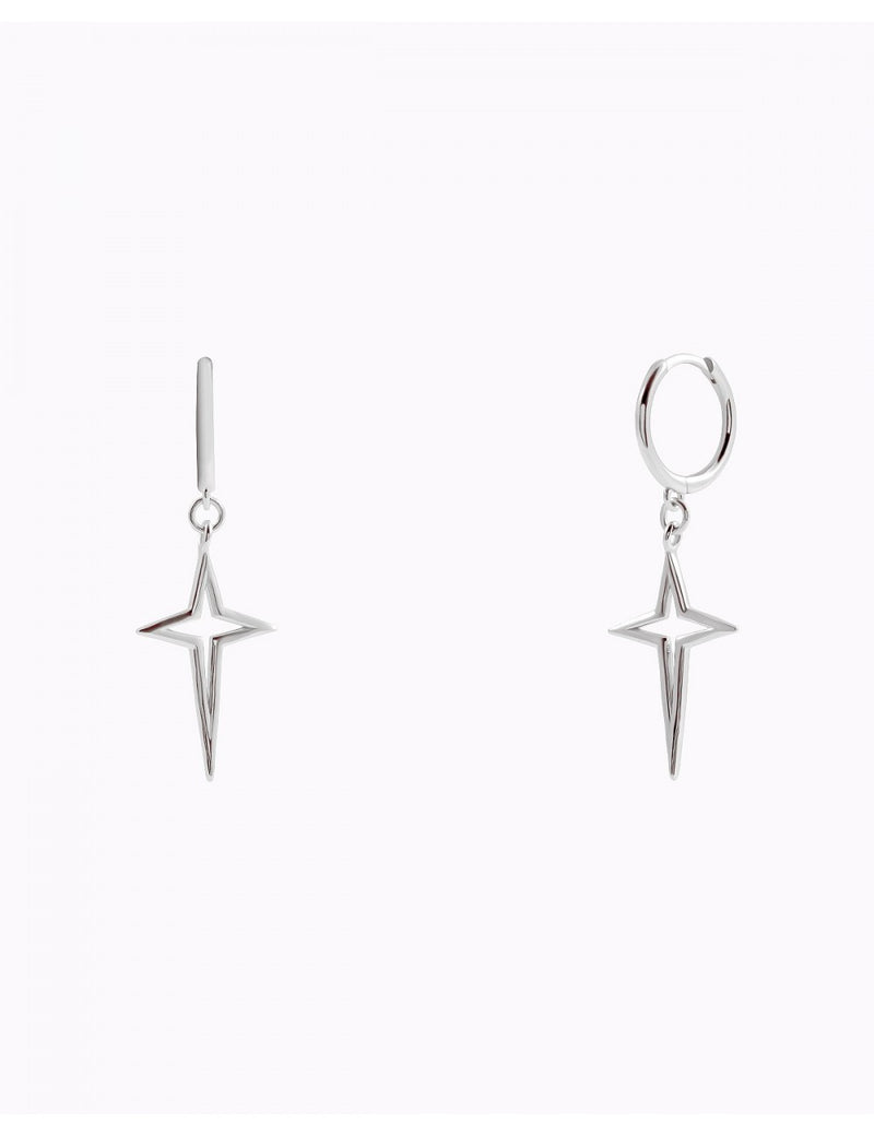 Pendientes de aro con estrella en forma de cruz