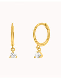 Pendientes de aro con charm circonita - Disponible en blanco. y negro