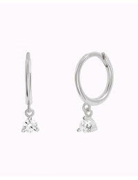 Pendientes de aro con charm circonita - Disponible en blanco. y negro