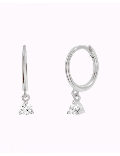 Boucles d'oreilles créoles avec breloque en zircone - Disponible en noir et blanc