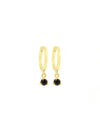 Pendientes de aro con charm circonita - Disponible en blanco. y negro