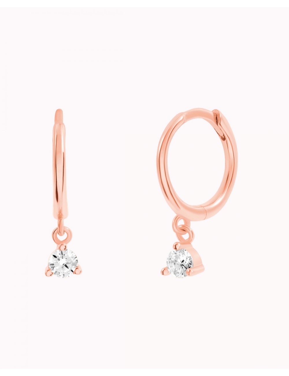 Pendientes de aro con charm circonita - Disponible en blanco. y negro