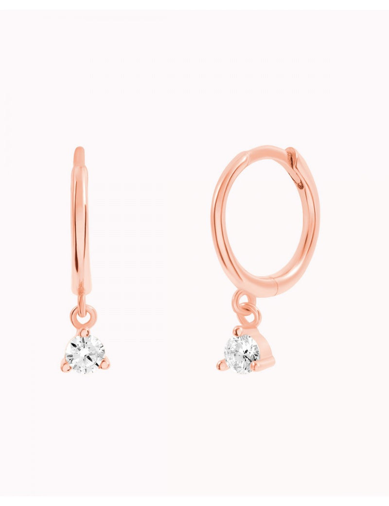 Pendientes de aro con charm circonita - Disponible en blanco. y negro