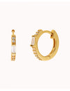 Baguette & Pave CZ Huggie Hoop Earrings