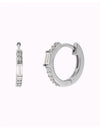 Baguette & Pave CZ Huggie Hoop Earrings